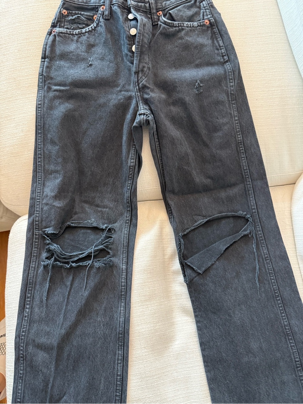 Re/done Grey Ripped Jeans - Picture 3 of 10